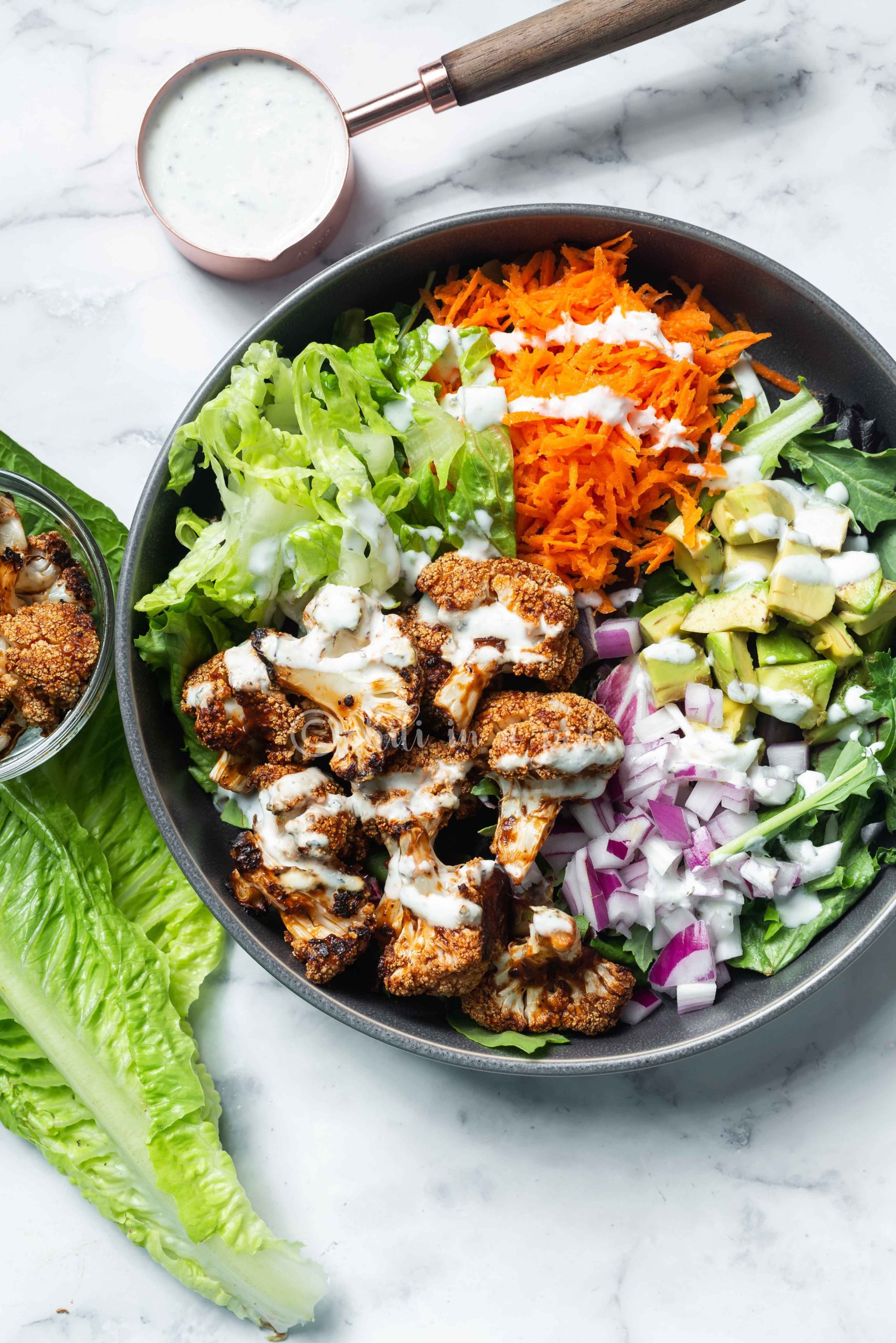 BBQ Cauliflower Salad with Greek yogurt dressing - Chili in a pod