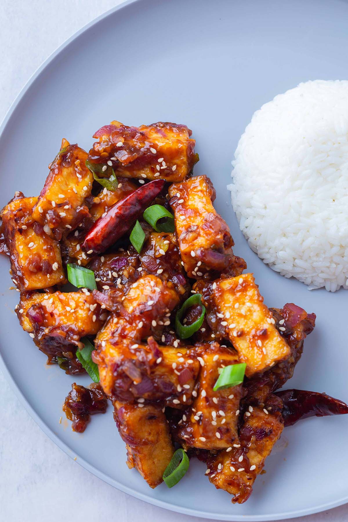 Air fried Tofu with Sweet and Chili sauce - Chili in a pod